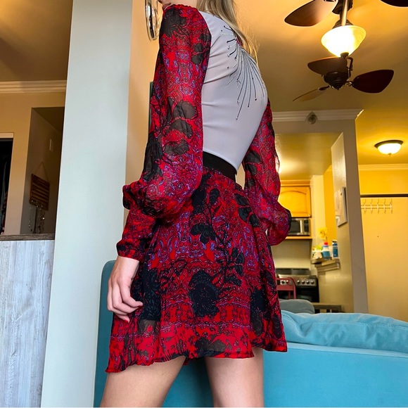 FREE PEOPLE BALI THROUGH THE FLOWERS 2 PUECE BODYSUIT SHEER SKIRT SET - Picture 5 of 8